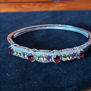 Elegant Stainless Steel Multi-Stone Bracelet. Real stones.